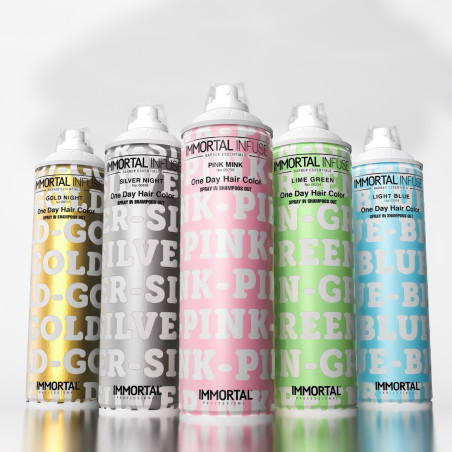 Jednodňová farba na vlasy v spreji-Gold, Silver, Pink, Green, Light Blue (200 ml) Immortal Infuse