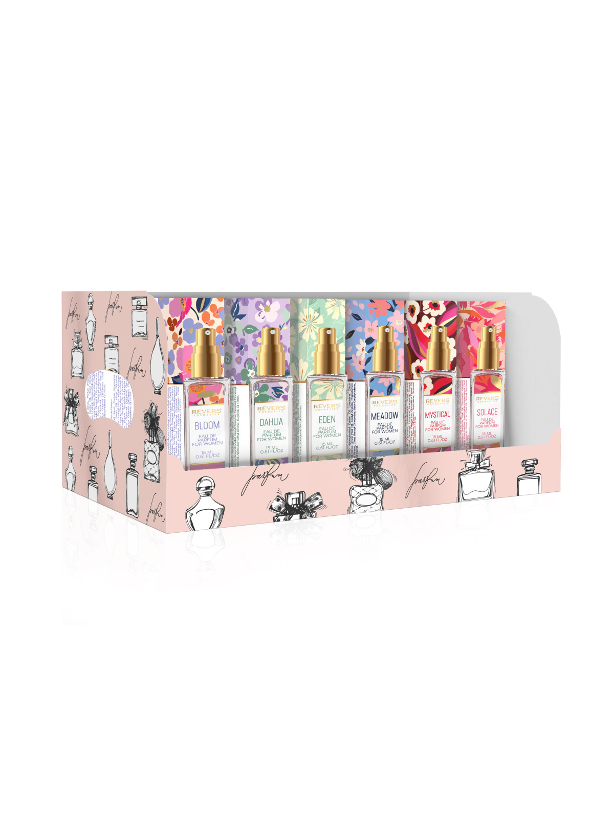 REVERS Floral Stories parfumovaná voda 15 ml – set 36 ks + testery zadarmo