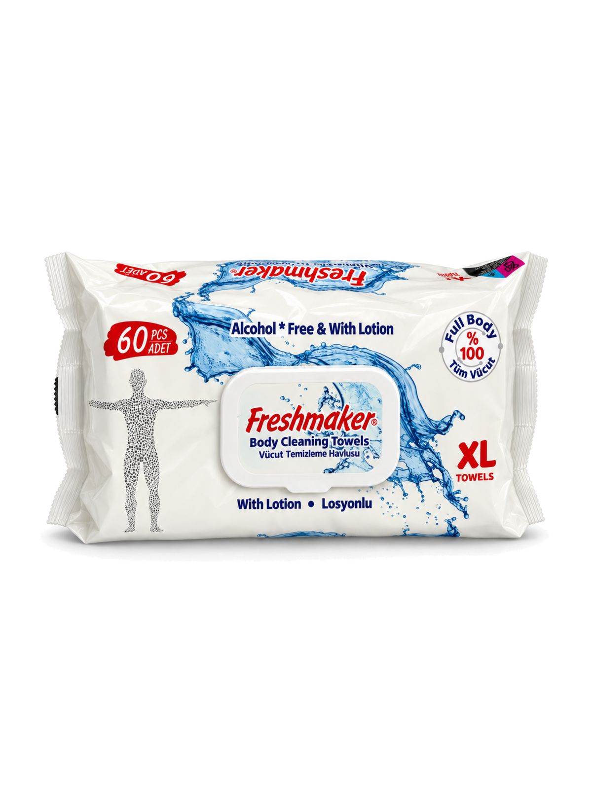 Freshmaker XL vlhčené utierky na čistenie tela 60 ks