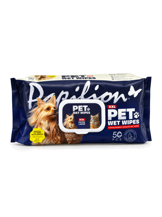 Papilion XXL Pet Wet Wipes vlhčené utierky pre psy a mačky 50 ks