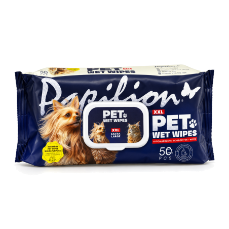Papilion XXL Pet Wet Wipes vlhčené utierky pre psy a mačky 50 ks