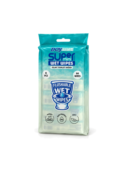 Doyfresh Super Mini Flushable Wet Wipes vlhčený toaletný papier 8 × 8 ks