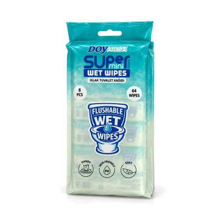 Doyfresh Super Mini Flushable Wet Wipes vlhčený toaletný papier 8 × 8 ks