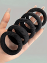Pletené gumičky do vlasov čierne, priemer 5 cm — 6 ks